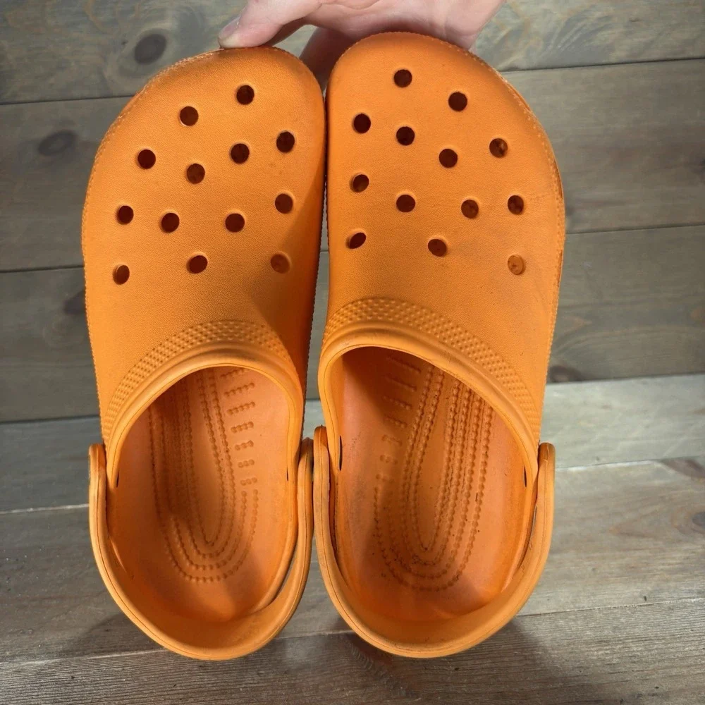 crocs classic mens size 9 shoes orange slip on comfort clogs sandals